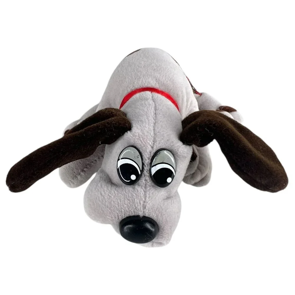 2 VTG Tonka Pound Puppies Plush Toys Gray Black Spots Brown Rumple Skins Newborn - Picture 5 of 11